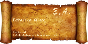 Bohunka Alex névjegykártya