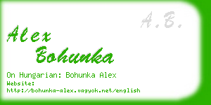 alex bohunka business card